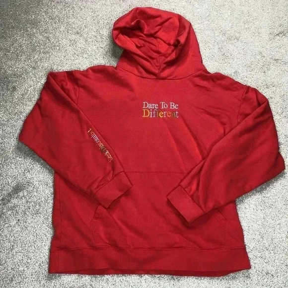 Seek Discomfort Hoodie Sz 2XL Red Color Sweatshirt Embroidered Organic - Picture 2 of 11